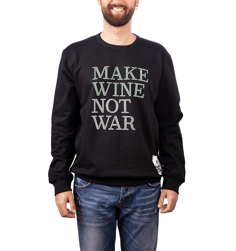 Trui 'Make wine not war'